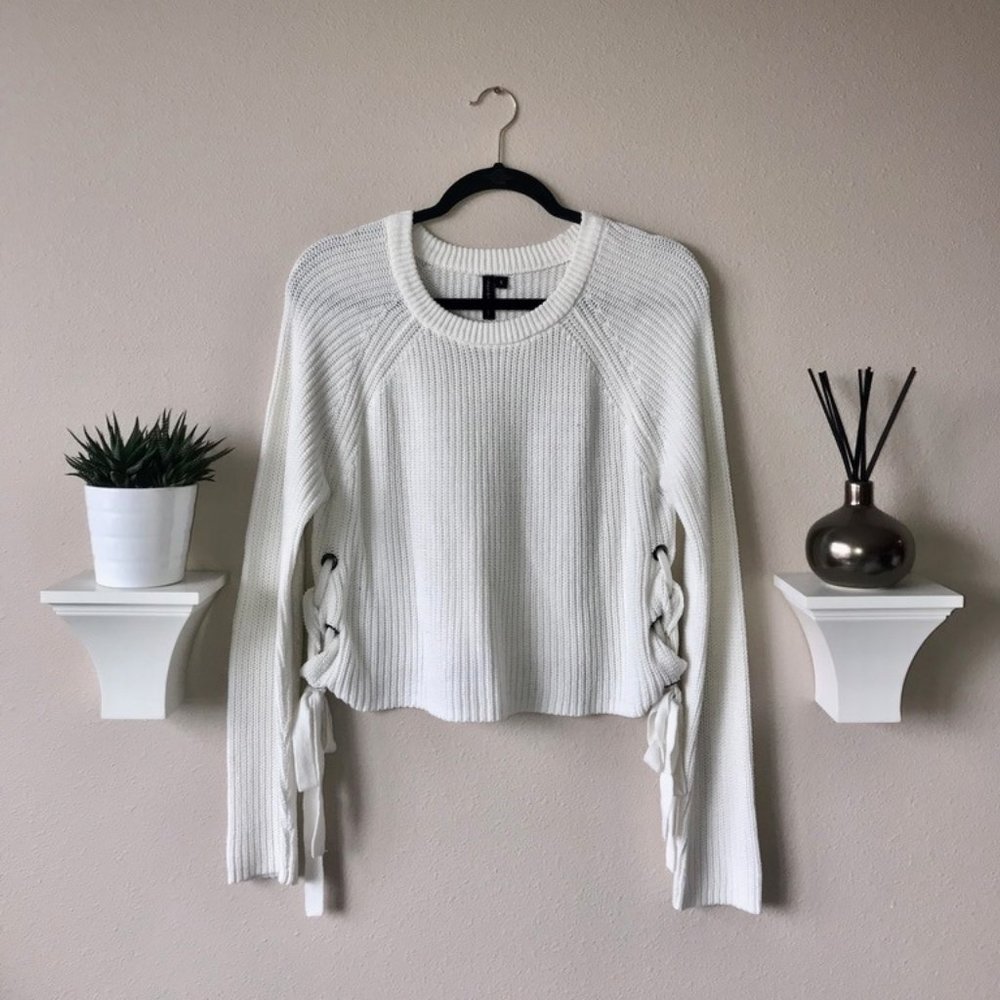 Knit Sweater Lace-up Sides - Picture 1 of 5
